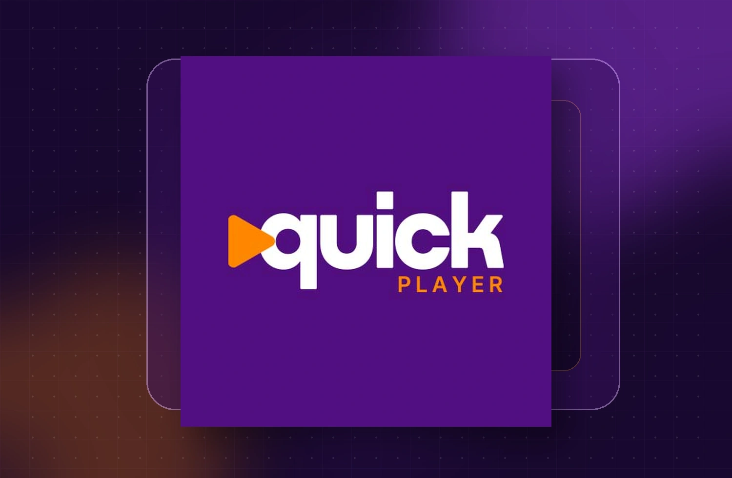 Quick Player em uma composição roxa e laranja